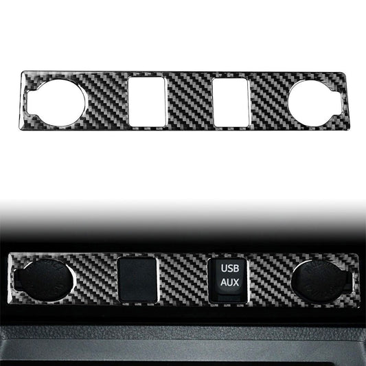 Carbon Fiber Look Cigar Lighter Panel Cover Trim Fit for Toyota Tundra 2014-21 Black