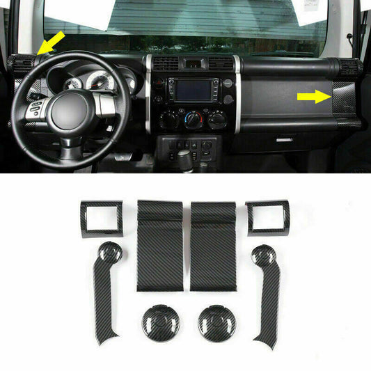 8P for Toyota FJ Cruiser 2007-2017 Carbon Fiber Console LR Air Outlet Vent Trim