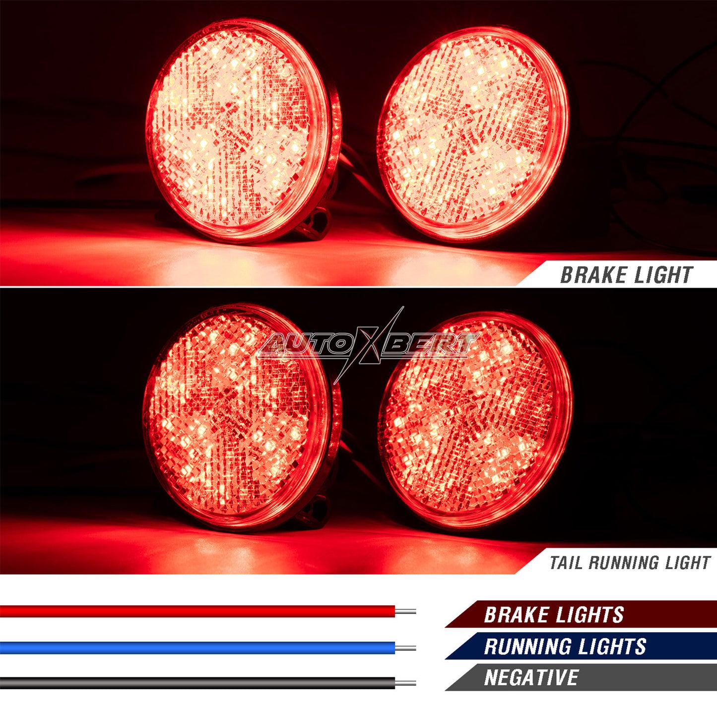 Motorcycle LED Brake Tail Light Red Rear Lamp ATV Car Truck Caravans Universal