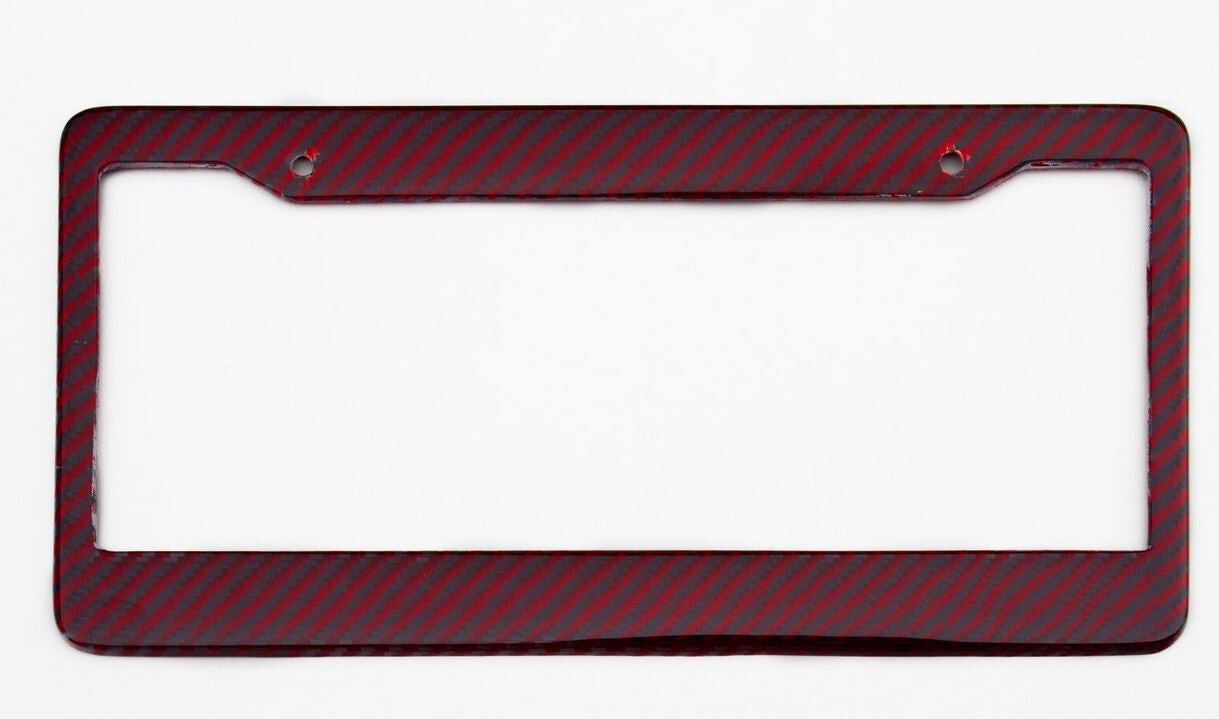 Car license plate frame cover cap, trunk, red carbon fiber, suitable for VW .