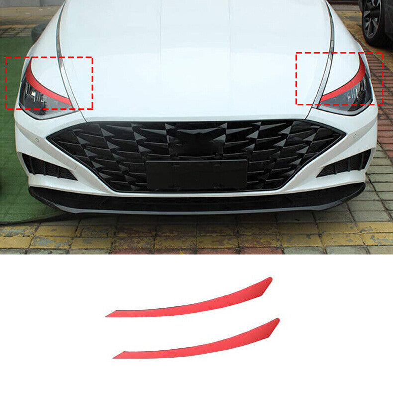 for Hyundai Sonata 2020-2023 Red Sticker Front Headlight Lamp Eyebrow Trim Cover