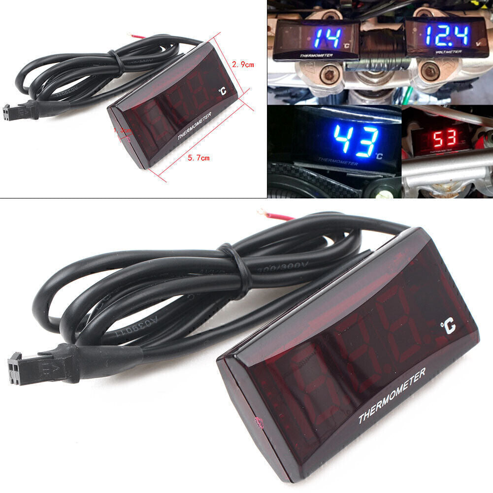 LED Digital Water Temperature Thermometer Gauge Motor Fit Racing Scooter Blue po