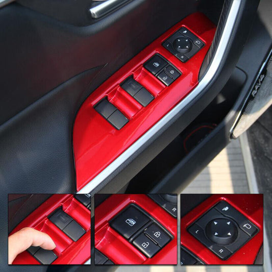 Suitable for 2019-2021 for Toyota RAV4 4-piece ABS red door and window switch panel cover trim