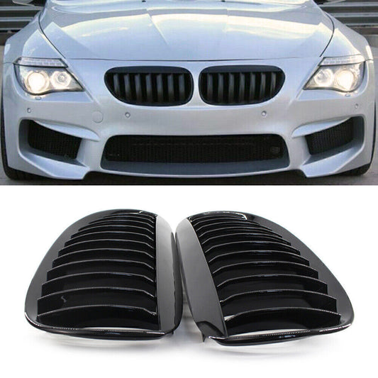 Front Kidney Bumper Grille Fit Gloss Black for BMW E63 Coupe M6 E64 Cabrio M6
