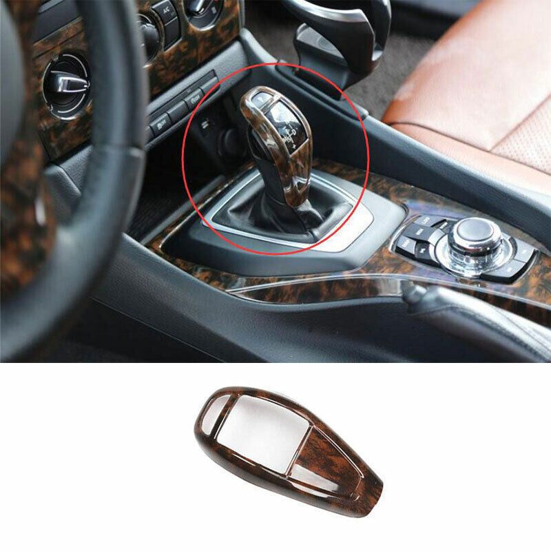 for BMW X1 E84 2013-2015 Agate Wood Grain Gear Shift Knob Shifter Lever Trim 1P