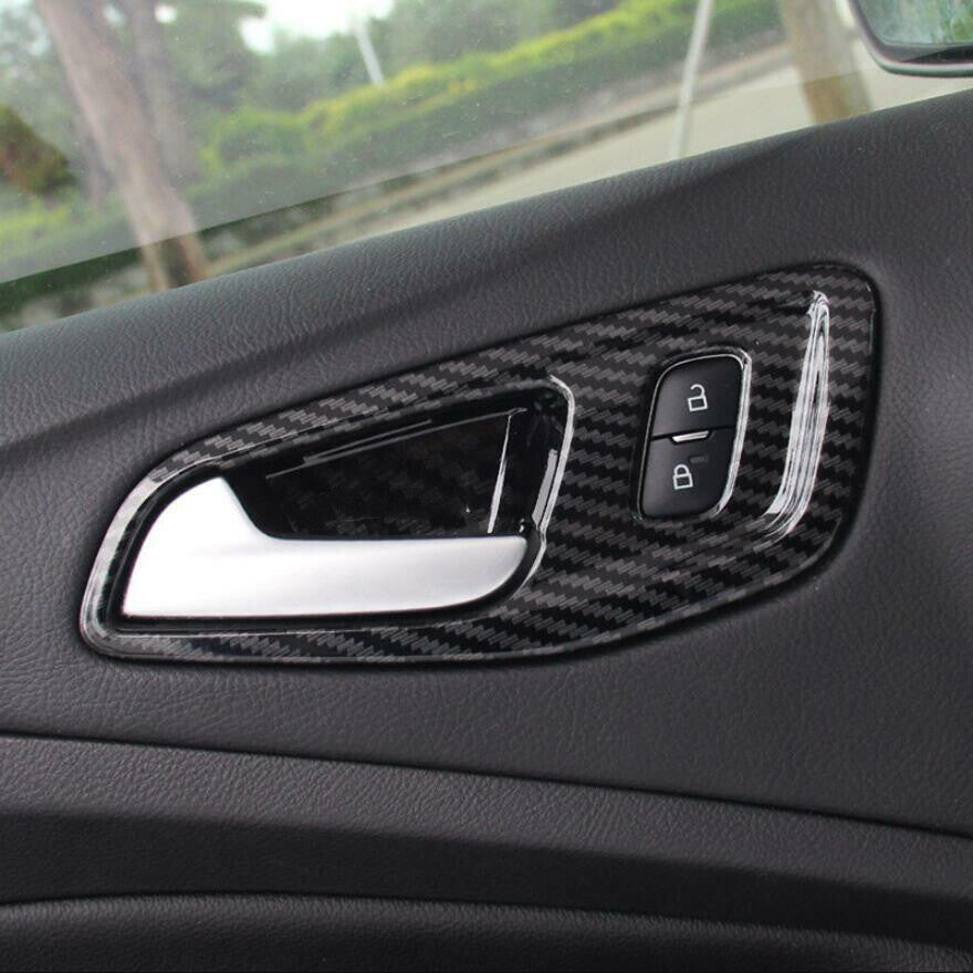 for Ford Escape Kuga 2013-2019 Carbon Fiber Inner Door Handle Bowl Cover Trims