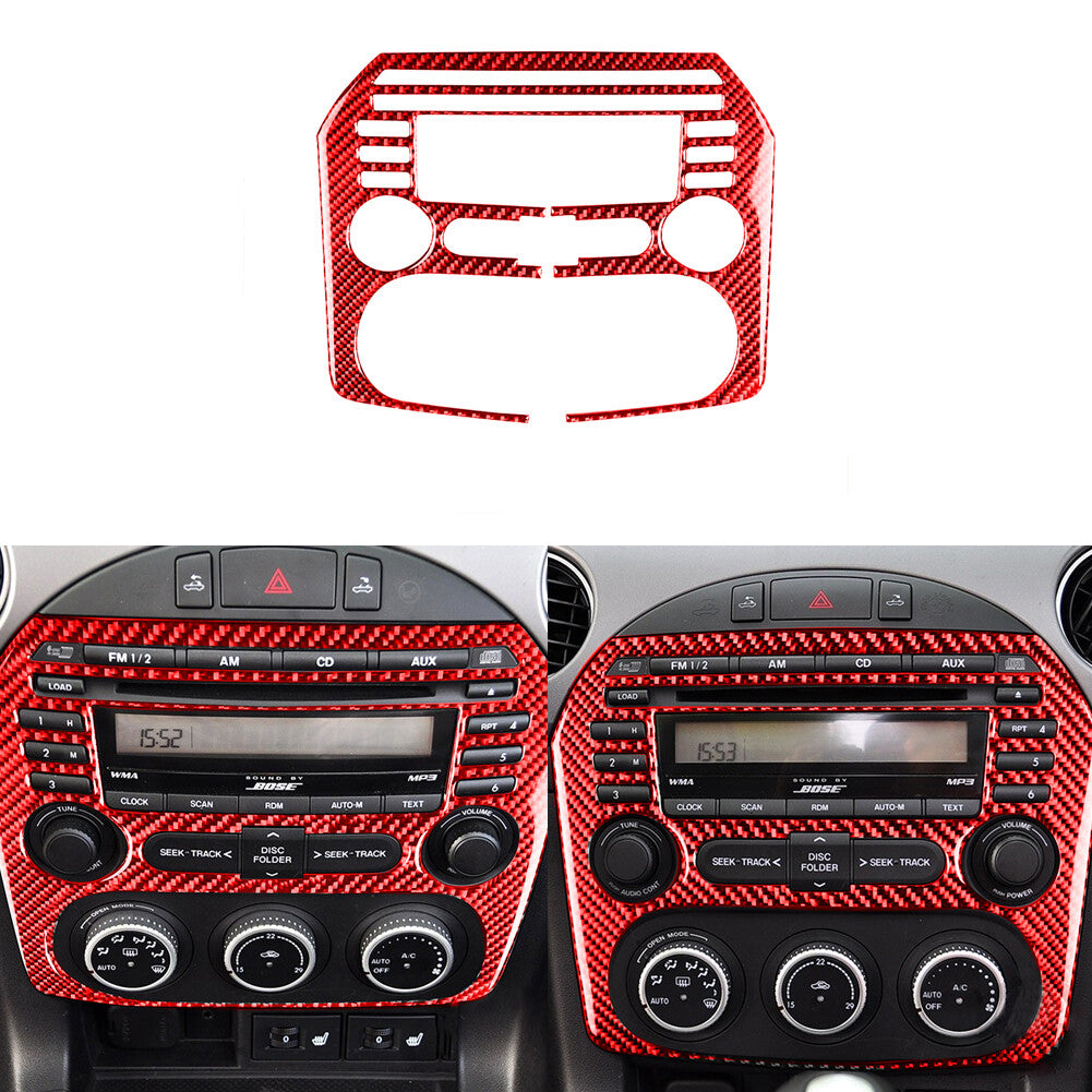 Red Carbon Fiber Central Console CD Cover Trim for Mazda MX-5 Miata 2009-2015