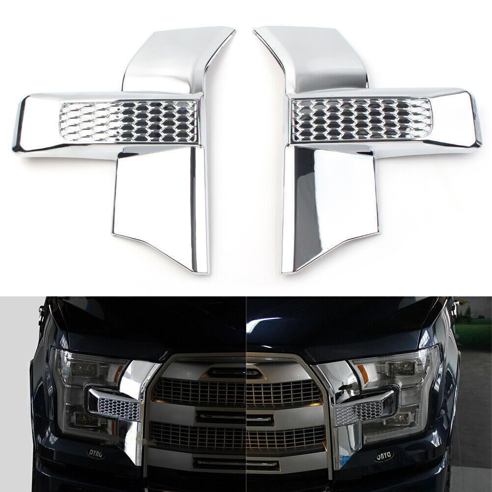 2PCS Front Bumper Headlight  Grille Chrome Cover Trim Fit for Ford F150 T 2015-2017