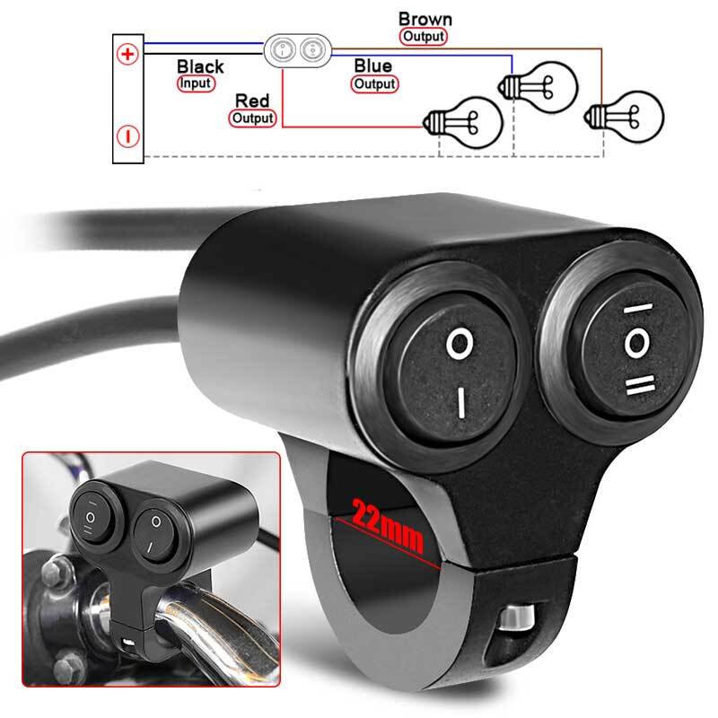 7/8 22mm Motorcycle ATV Handlebar Dual Button On/Off Switch Motorbike Refit 12V