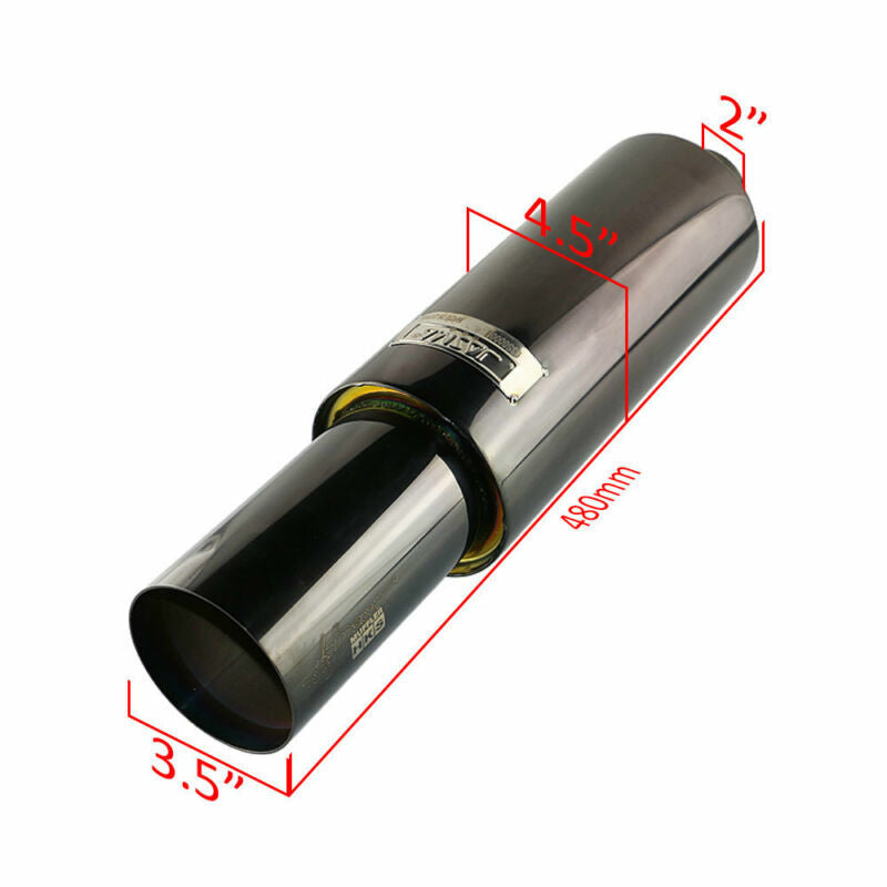 2.5ID 3.5 OD Burnt Black Straight Flow Racing Exhaust Muffler 4.5 Body