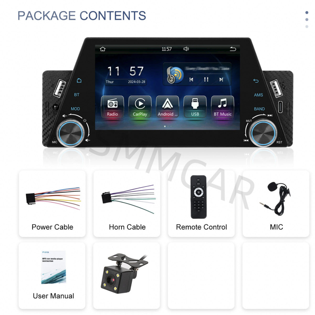 Car Stereo Radio For Carplay Touch Screen MP5 Player Mirror Link W/Rear Camera