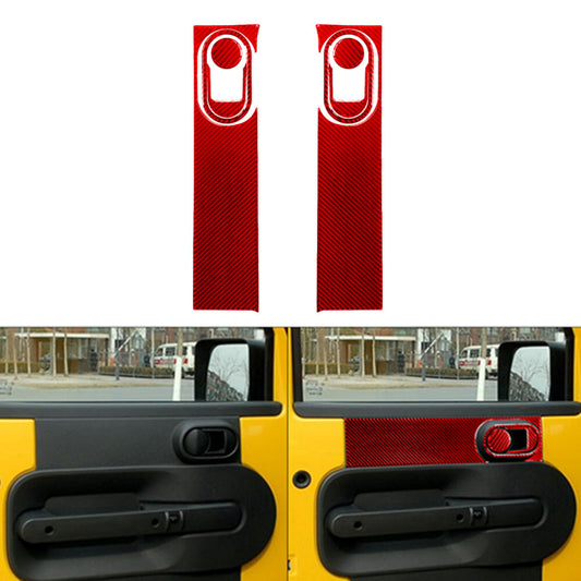 8X Red Carbon Fiber Front Door Handel Frame Cover Trim for Jeep for Wrangler 2007-10