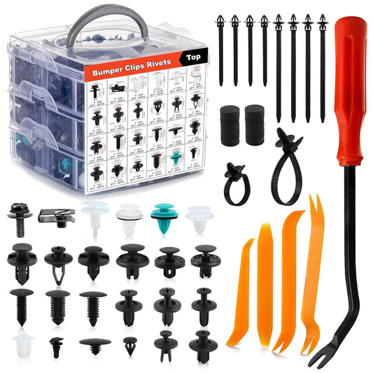 Automotive push-type door panel clamp fasteners and clip kits are being marketed in the .