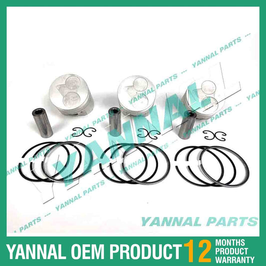 3-piece piston with piston rings + 0.5 mm for Kubota D722 engine (oversized)