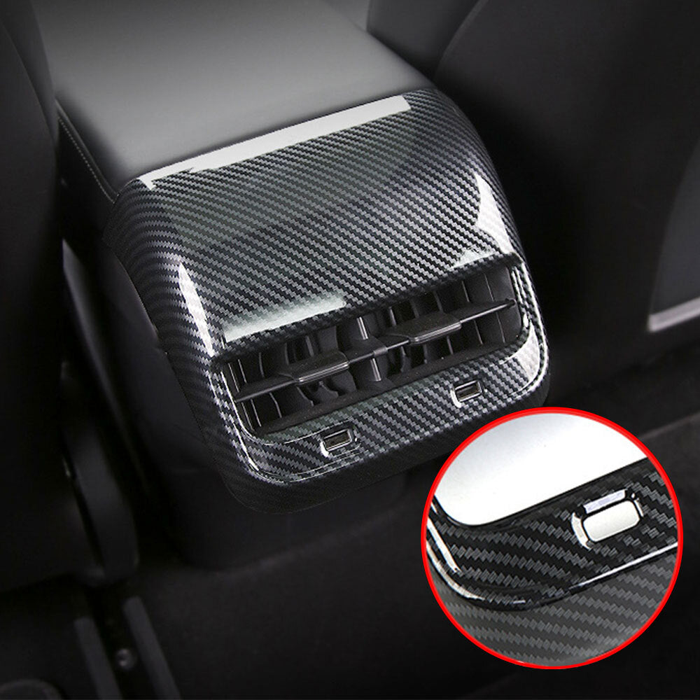 for Tesla 17-23 Model 3 Y Gloss Carbon Fiber ABS Rear Air Vent Outlet Cover Trim