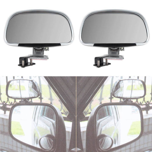 2pcs Universal Vehicle Blind Spot Rear Rearview Mirror Wide Angle Mirrors Silver