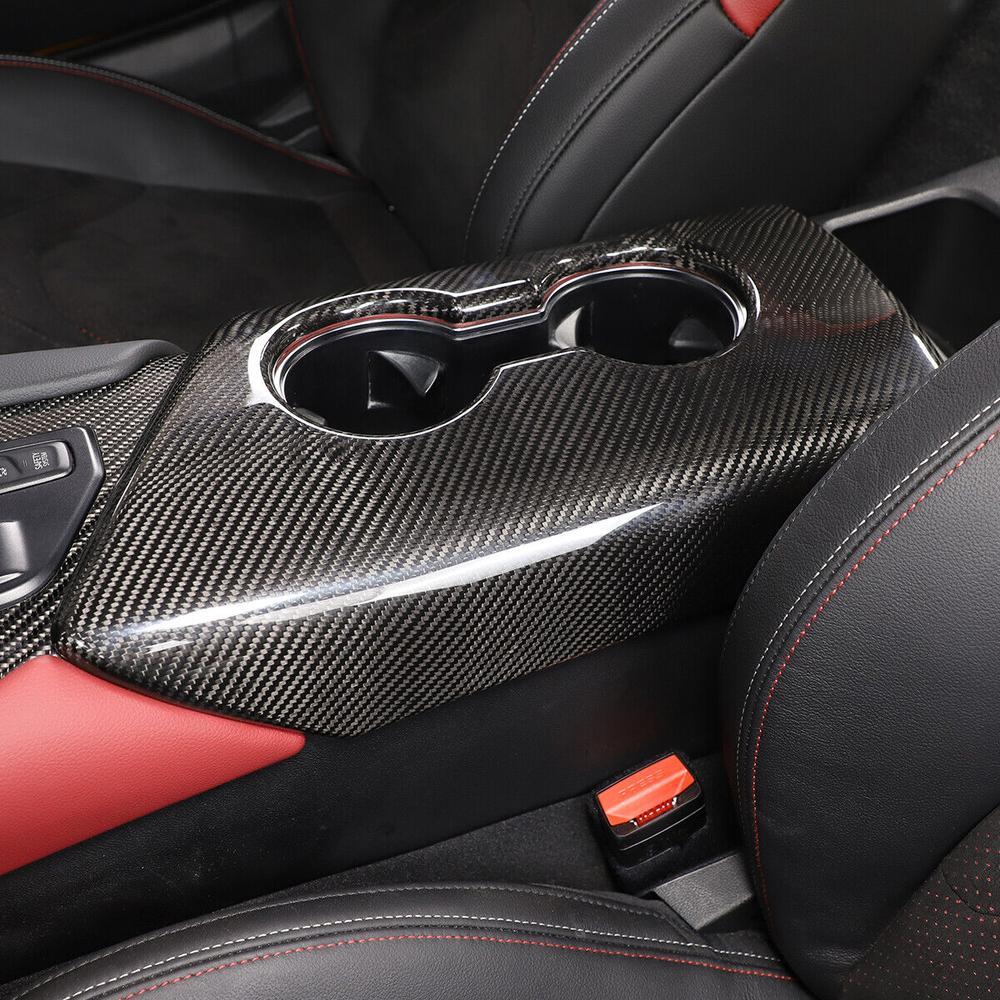 for Toyota Supra 2019-2023 Black Carbon Console Armrest Cup Holder Cover Trim