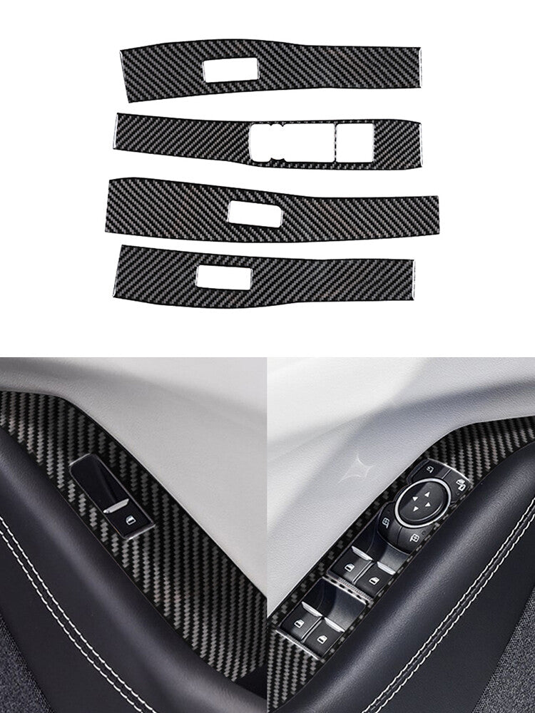 Carbon Fiber Window Lift Button Panel Trim Cover for Ford for Mustang Mach-E 2021-22