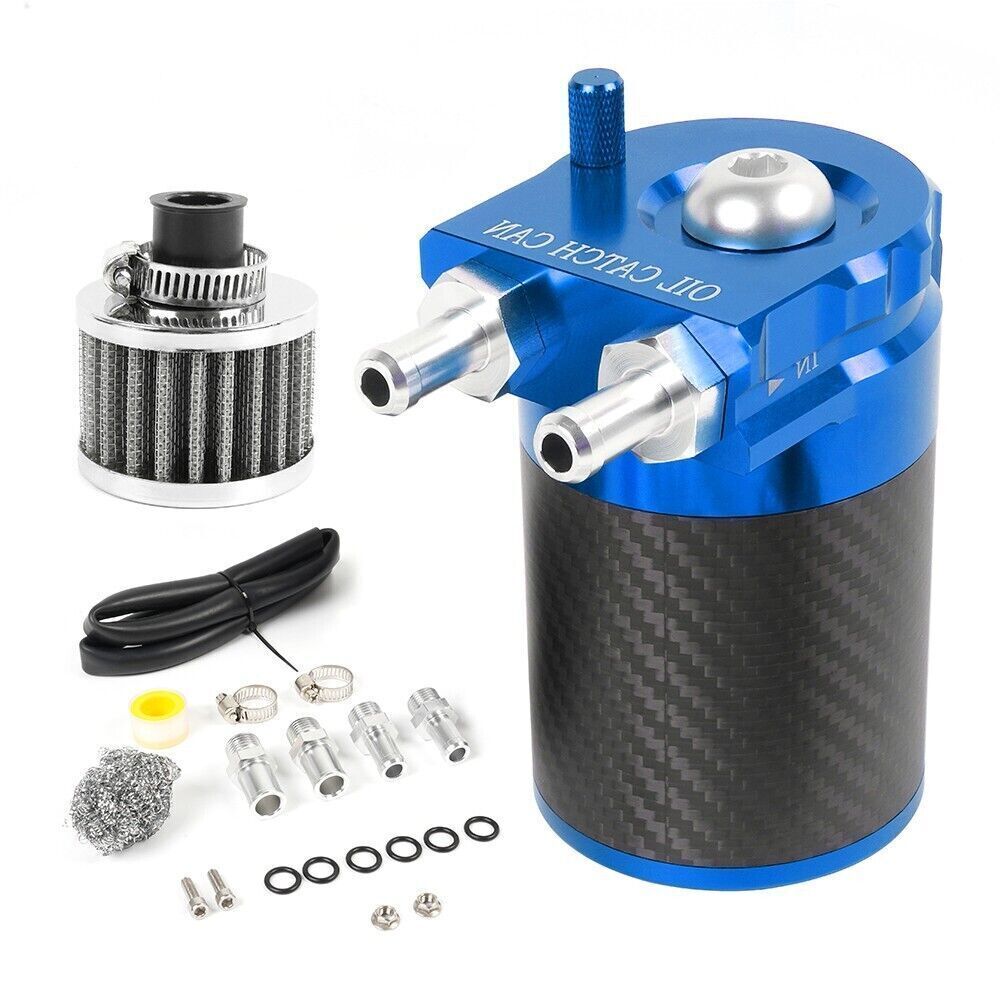 REAL Carbon Fiber Oil Catch Can Kit Reservoir Baffled Tank with Breather Filter