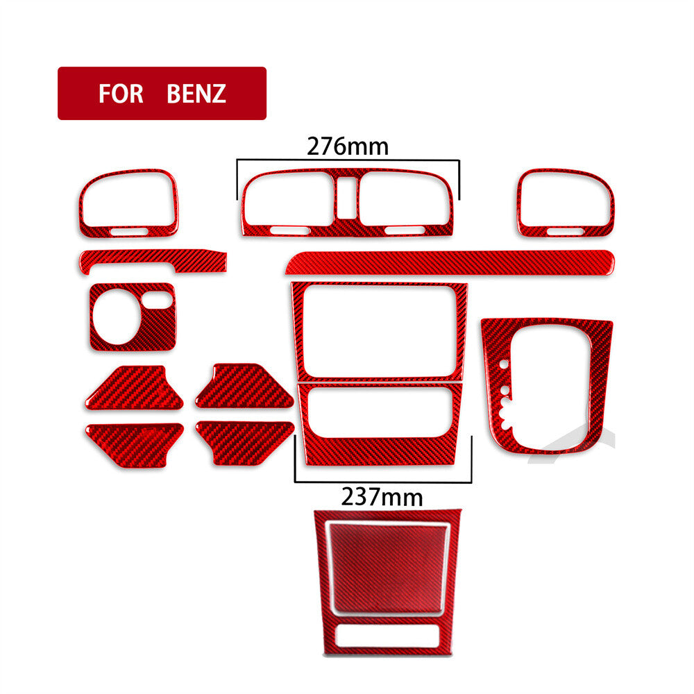 15PCS Red Carbon Fiber Interior Full Set Kit Trim for VW for Golf 6 MK6 GTI 2008-12