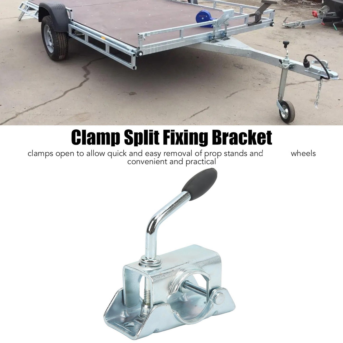 48mm Wheel Clamp Trailer Jack Wheel Split Clamp Prop Stand Support
