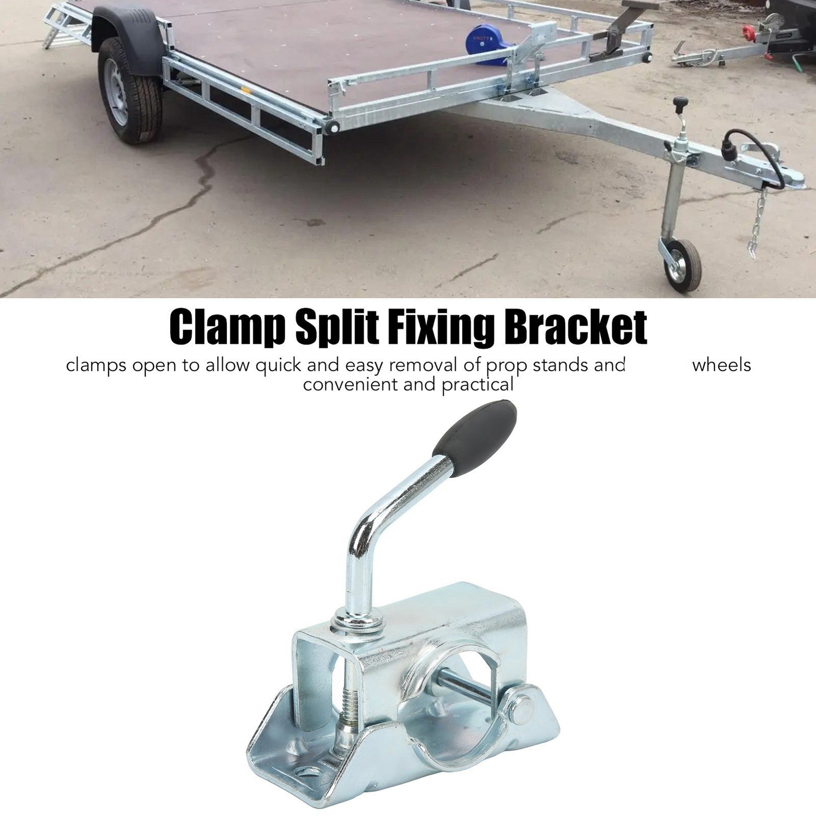 48mm Wheel Clamp Trailer Jack Wheel Split Clamp Prop Stand Support