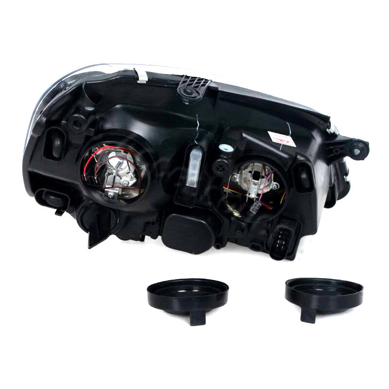 The black headlight assembly with the right front bumper fog light is suitable for Volkswagen POLO 9N3 (2006-2010).