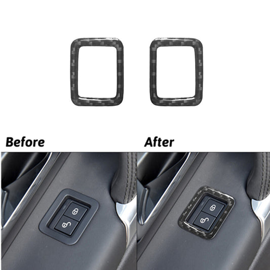 2x Carbon Fiber Door Lock Trim for Land Rover Discovery Sport 2015-2019