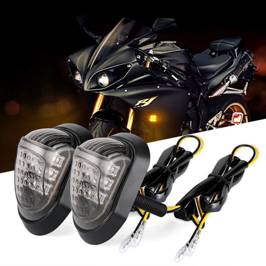 2x Motorcycle 9 LED Flush Mount Turn Signals Indicator Blinker Amber Light Black