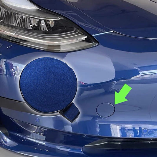 Front Bumper Tow Trailer Eye Cap Tow Hook Cover for Tesla for Model Y 2020-2022 Blue