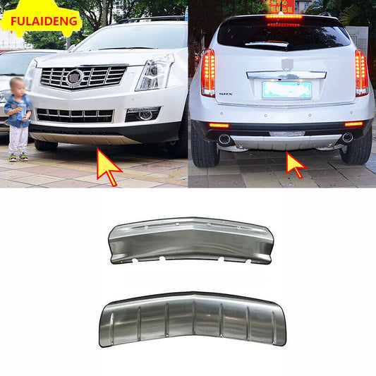 2X for Cadillac SRX 2010-2016 Car Silver FR Bumper Guard Plate Cover Trim Steel