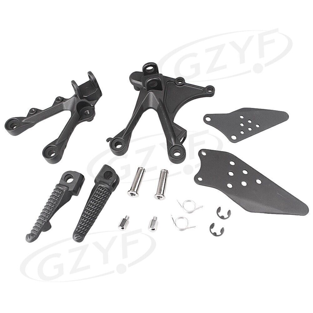 Front Footpegs Footrests Bracket Kit Fit for Kawasaki ZX6R 05-08 Driver Rider