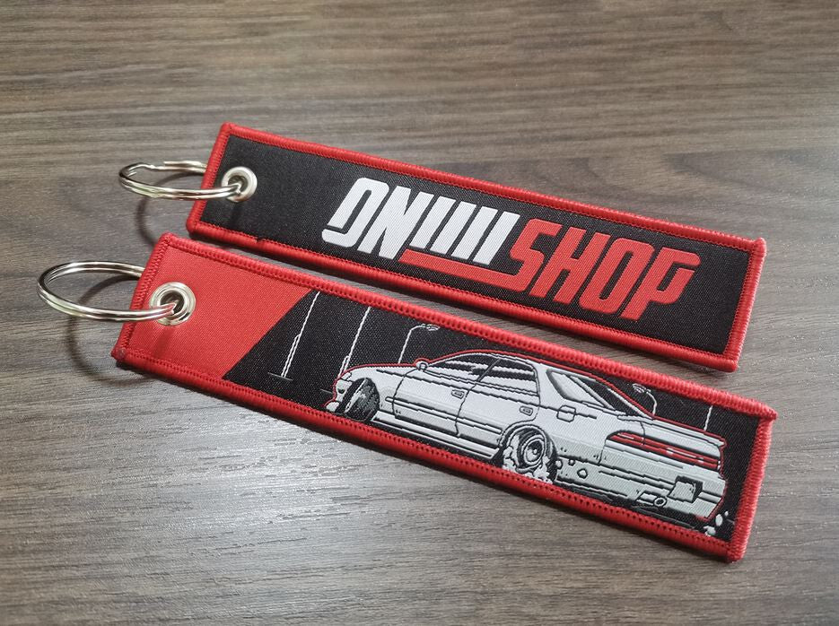 Car keychain/key ring embroidered nylon car accessories, black and red, suitable for Toyota .