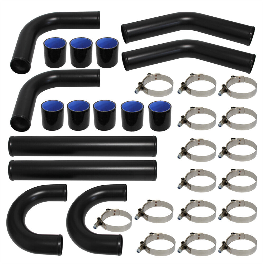 Universal 2.5'' 63mm Turbo Intercooler Pipe Kits Aluminum Piping Kit Black 8PCS