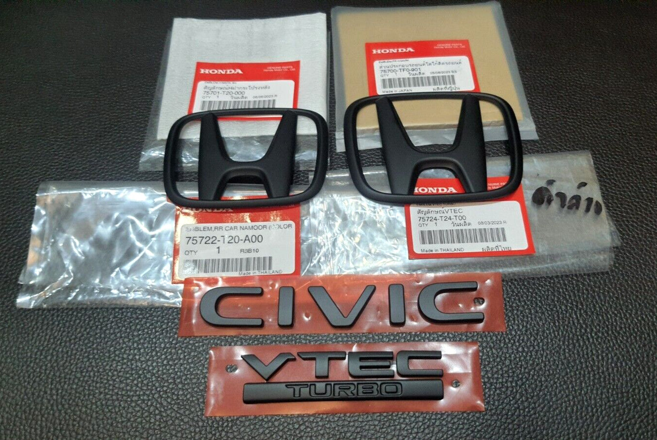 NEW 1SET MATT BLACK BADGE H for CIVIC FE TURBO EMBLEM FOR REAR for HONDA for CIVIC FE 21-23