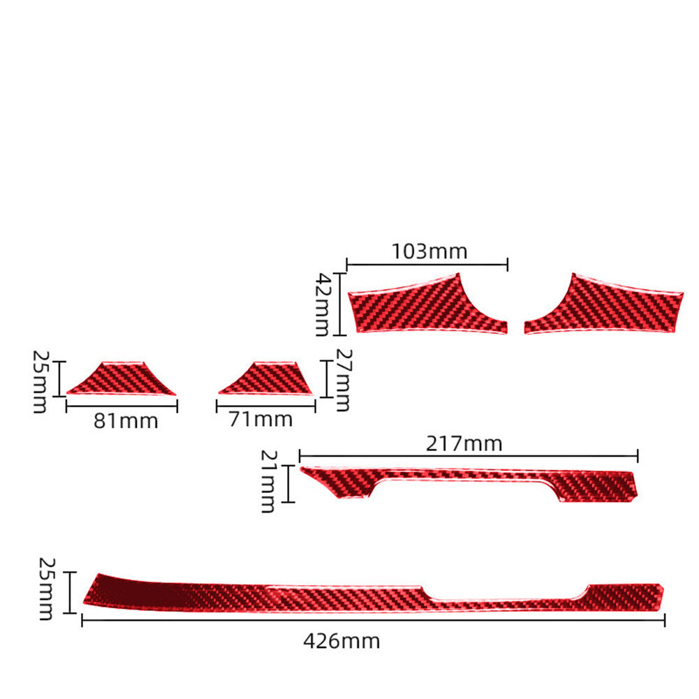 6X Red Carbon Fiber Gear Side Sticker Cover Trim for Toyota Highlander 2008-2013