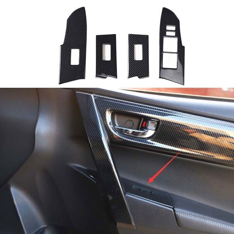 for Toyota for Corolla 14-19 ABS Carbon Fiber Window Lift Lock Switch Panel Trim 4X