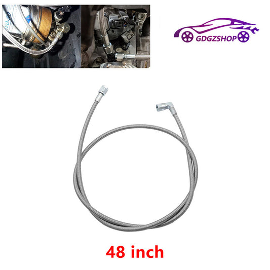 48 Turbo Oil Feed Line Stainless Braided PTFE Line 4AN 90° Straight Hose End