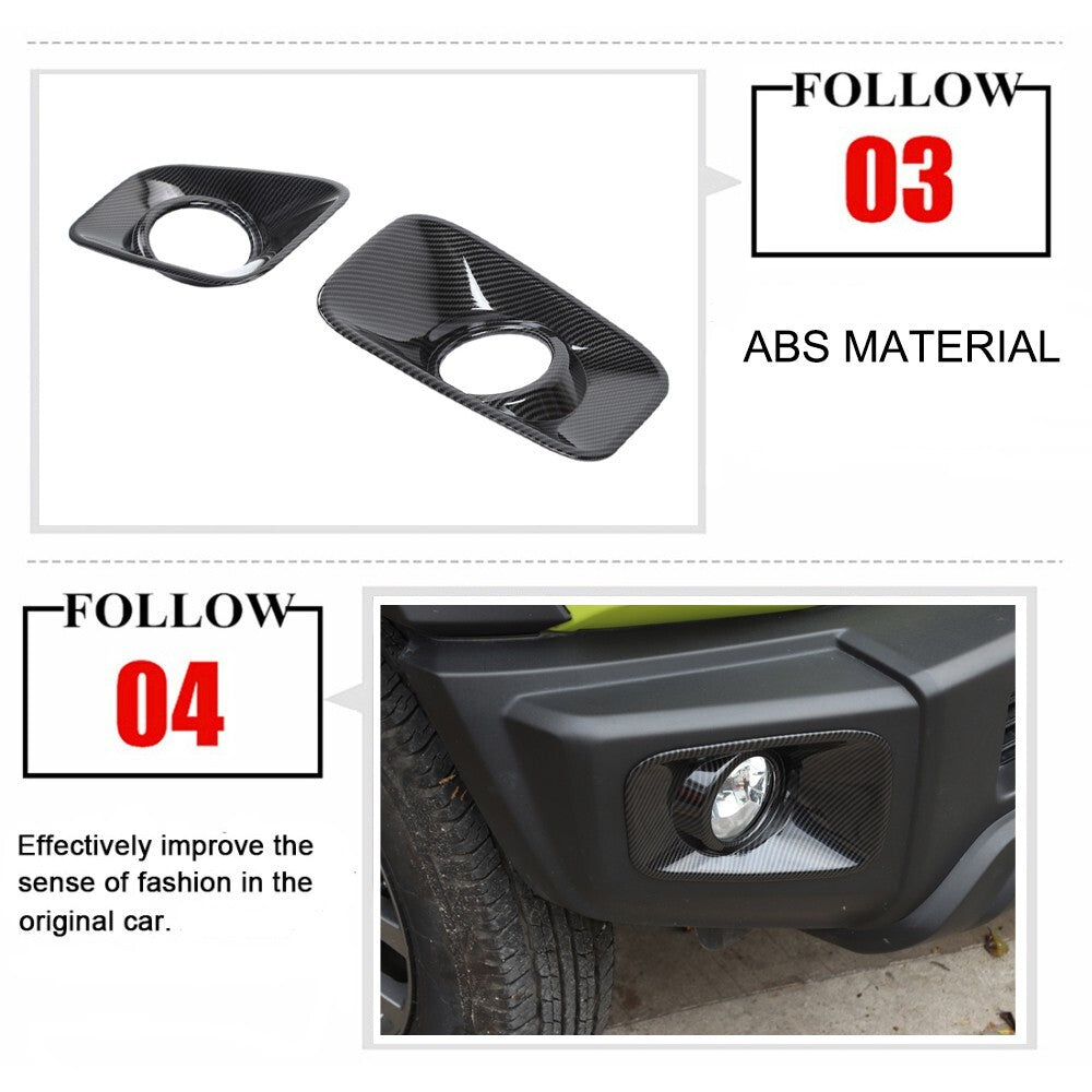 Carbon Fiber Front Fog Light Lamp Cover Trim Bezels for Suzuki for Jimny 2019-2023