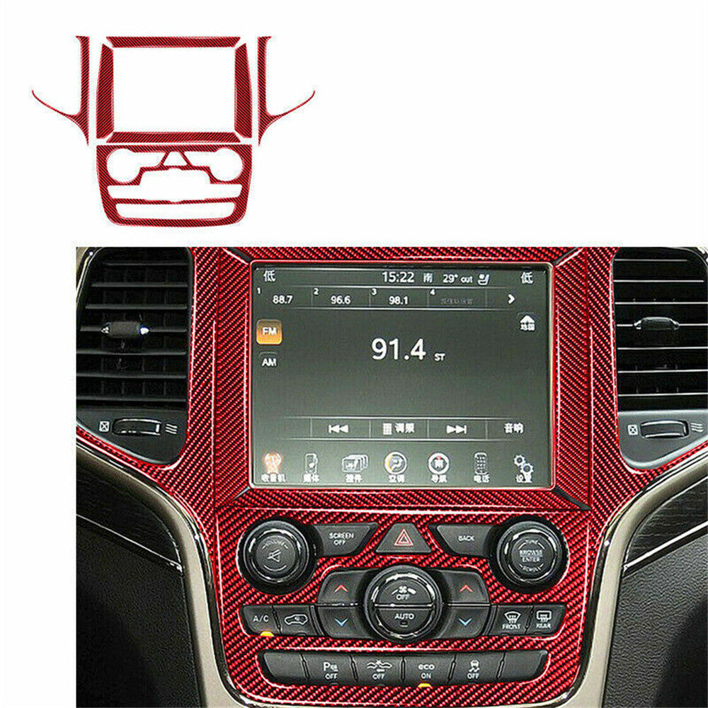 for Jeep Grand Cherokee 11-20 Red Carbon Fiber Interior Full Set Kit Cover 19PCS