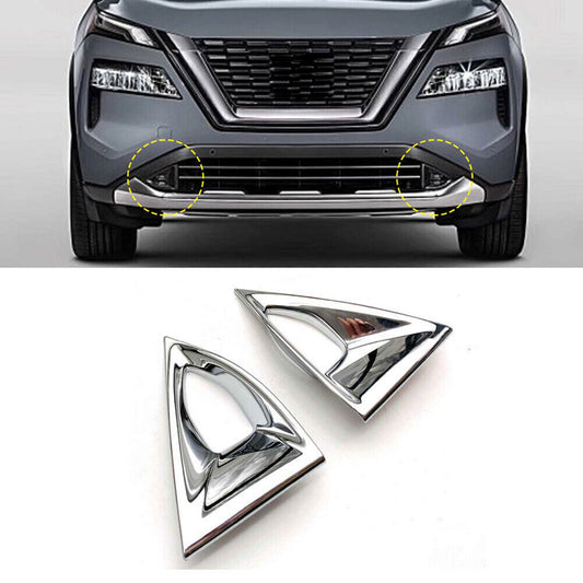 Chrome Front Bumper Fog Light Lamp Moulding Cover Trim for Nissan Rogue 2021-23