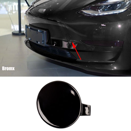 Front Bumper Tow Trailer Eye Cap Tow Hook Cover for Tesla Model 3 2017-22 Black