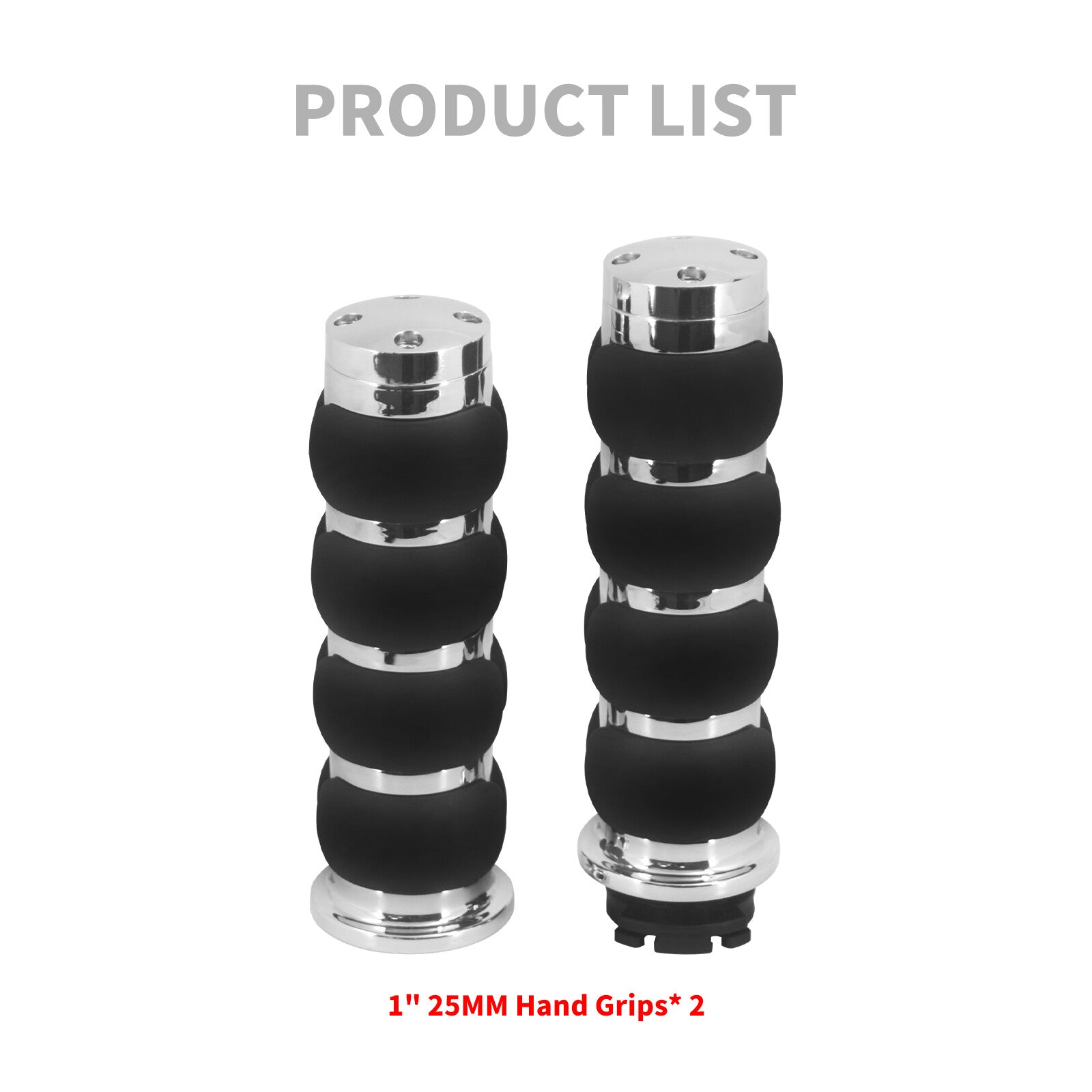 Chrome 1 Non-Slip Rubber Handlebar Hand Grips for Harley for Honda for Yamaha for Kawasaki