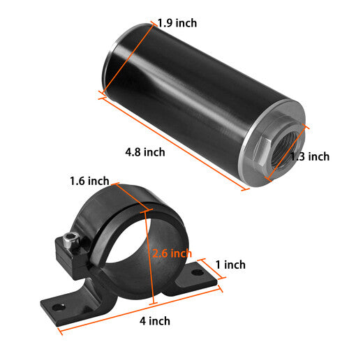 10 Micron Inline Fuel Filter w/ 6AN 8AN 10AN Adapter Fitting An6 Fuel Filter