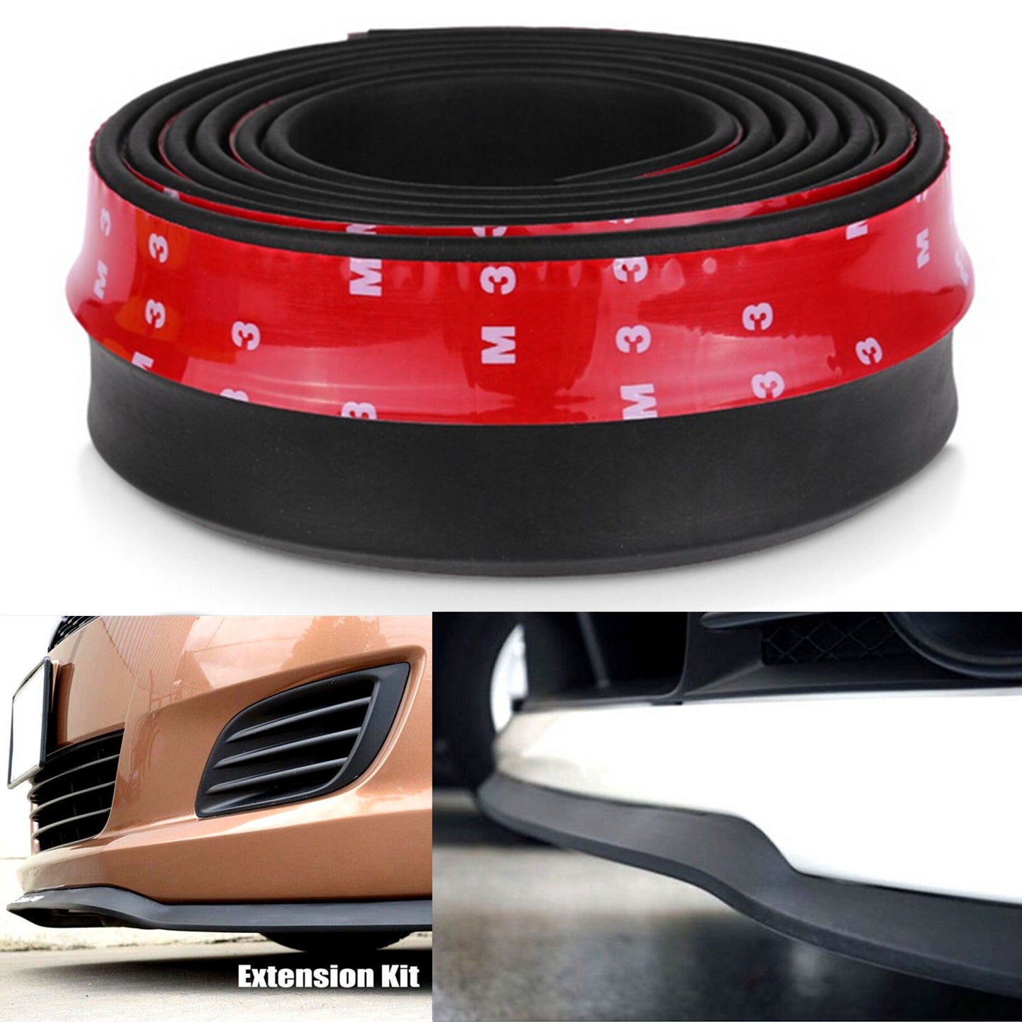 8.2ft Black Car Front Bumper Spoiler Lip Splitter Valance Chin Protector Kits