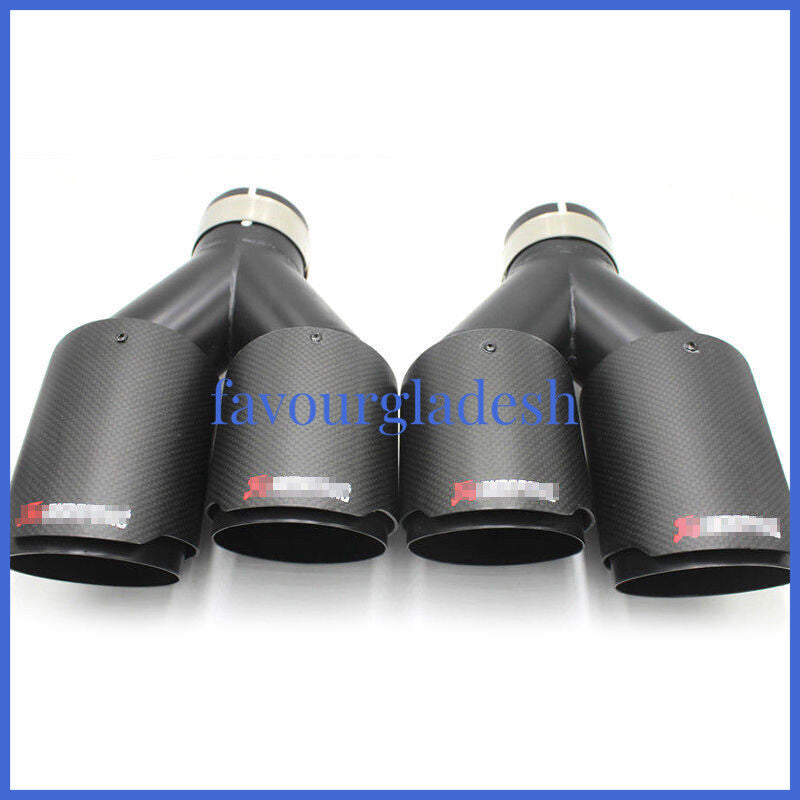2PCS Akrapovic Real Carbon Fiber Exhaust Tip Dual Pipe ID:2.5 63mm OD:4.0101mm