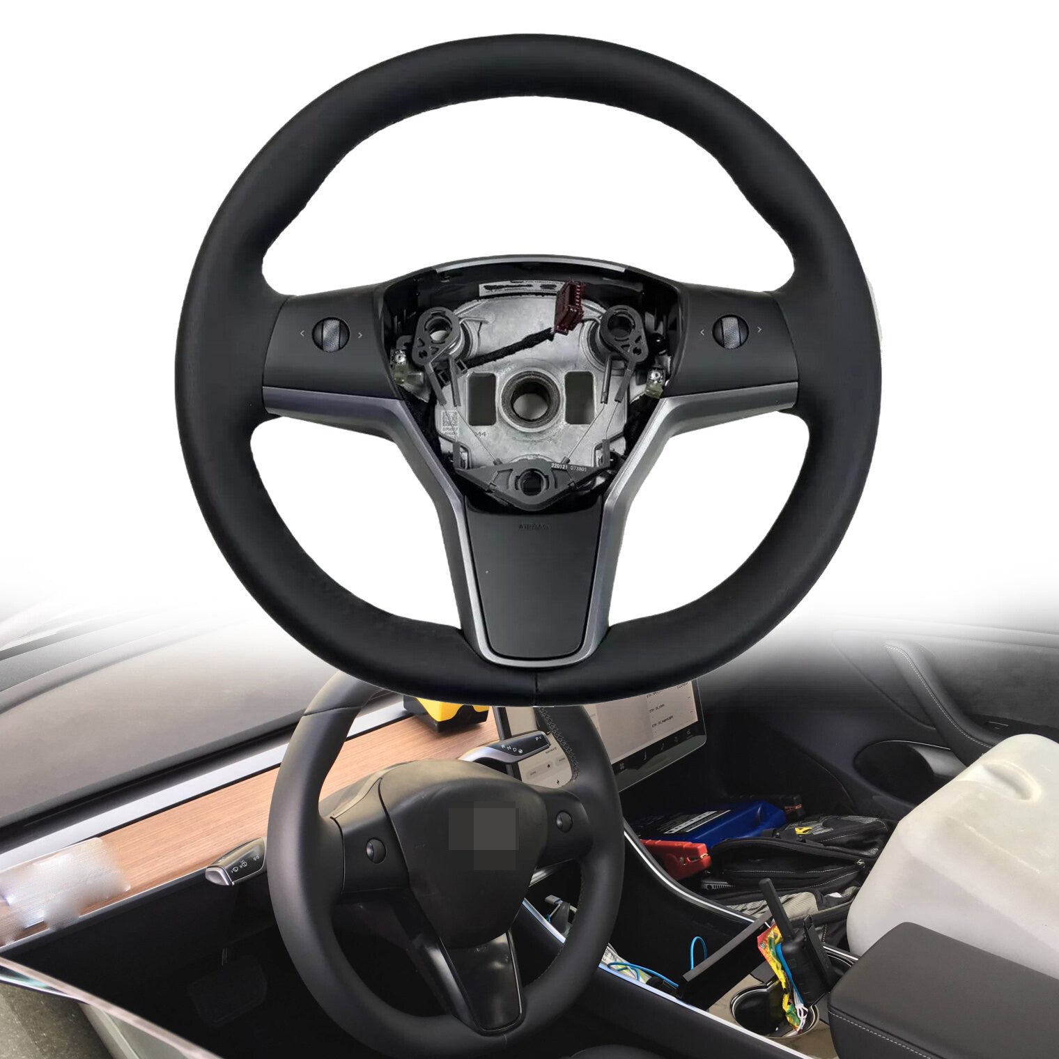 1490214-00-B Driver Heated Leather Steering Wheel Fits for Tesla for Model 3 Y