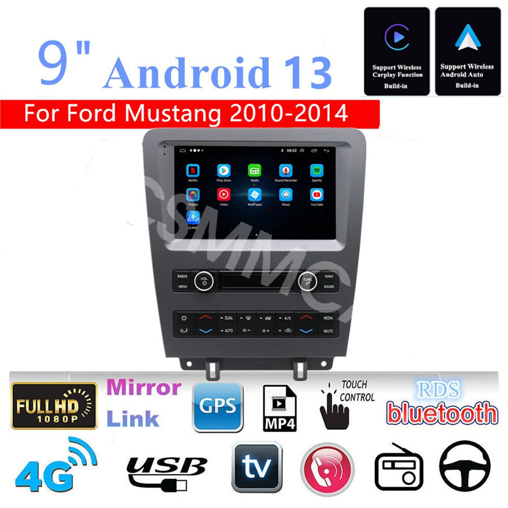 9 2Din Car Stereo Radio Android 13 GPS BT 2+32G Fit for Ford for Mustang 2010-2014