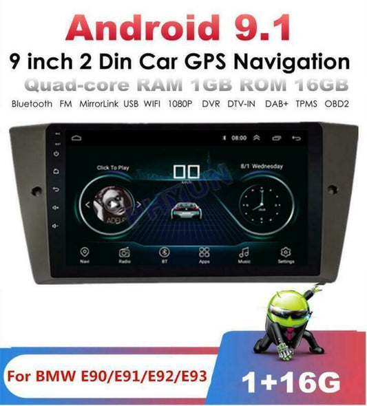 9 Android 9.1 Radio GPS Stereo Head Unit 1+16G for BMW 325i 328i 330i w/ Canbus