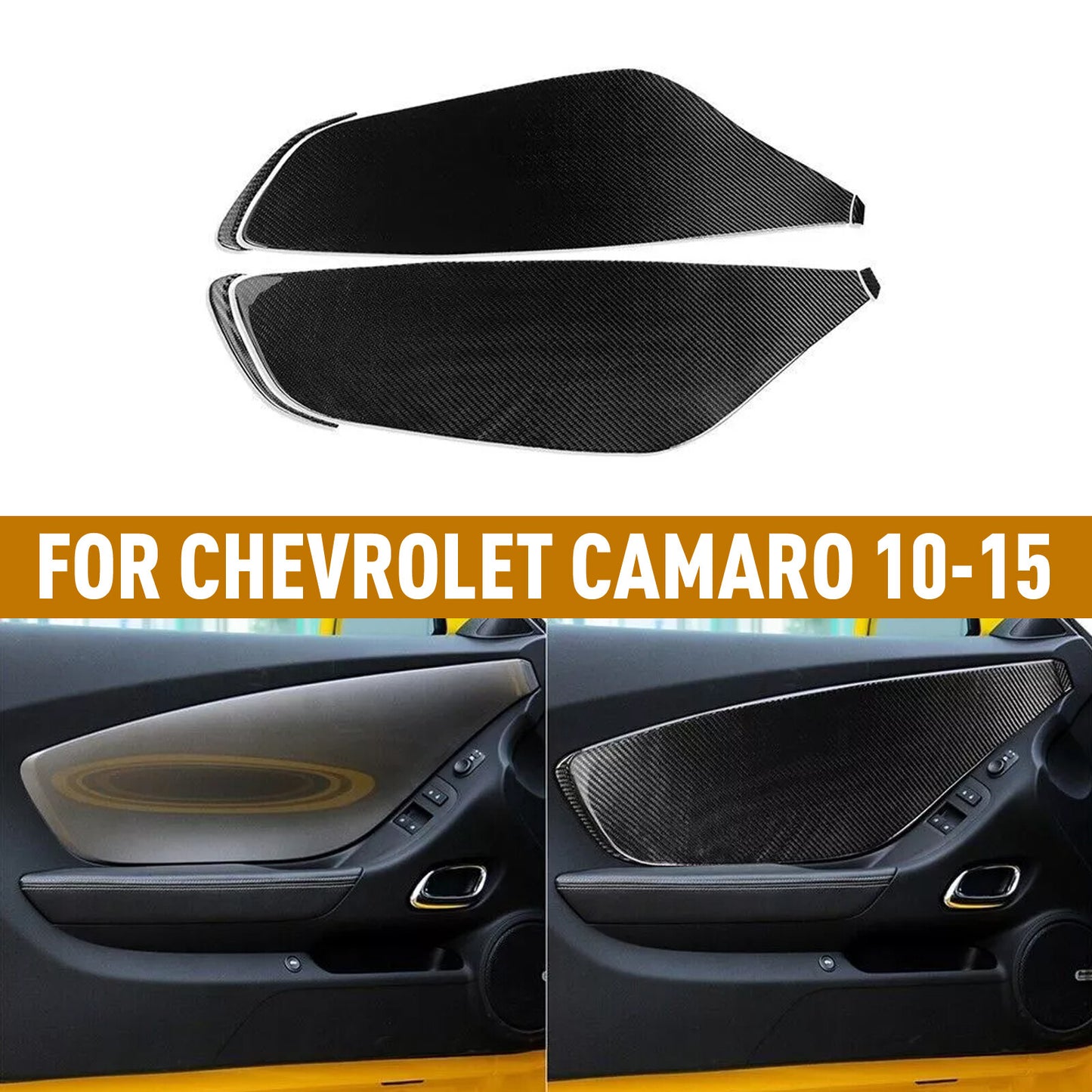 6-Piece Black Inner Door Panel Cover Trim Kit for Chevrolet Camaro 2010-15